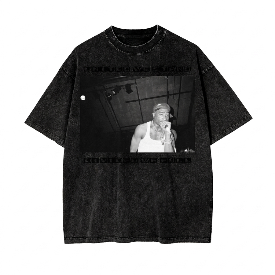 Gilded Streets x 2Pac United We Stand Acid Wash Tee — front