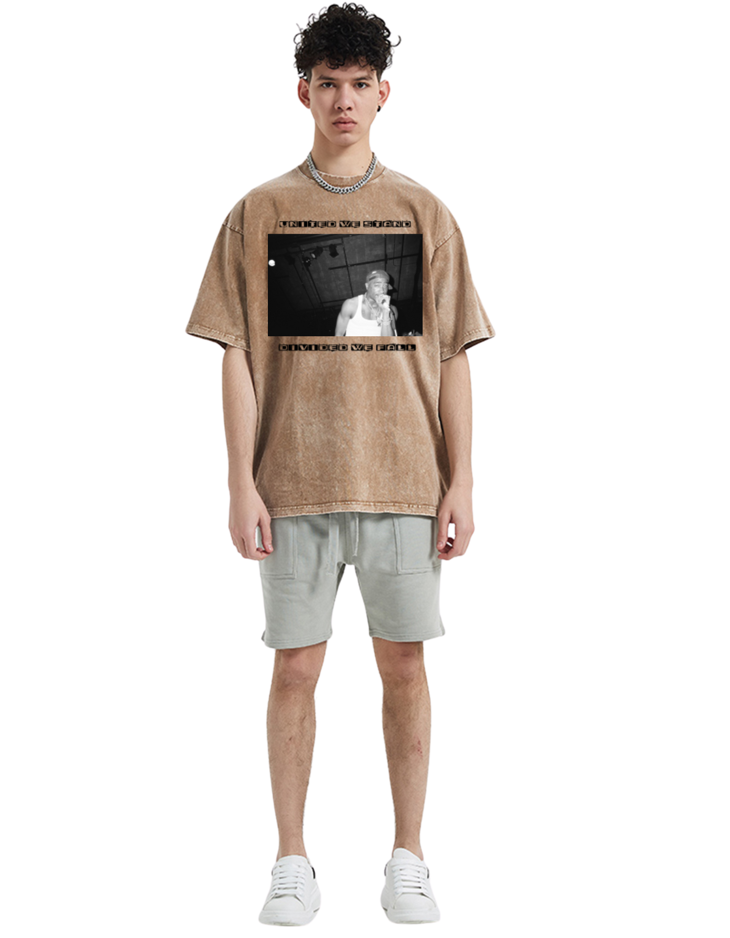 2Pac - United We Stand, Divided We Fall Acid Wash Oversize T-Shirt by Gilded Streets™