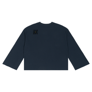 Waffle Knit Raw Hem Long Sleeve Tee