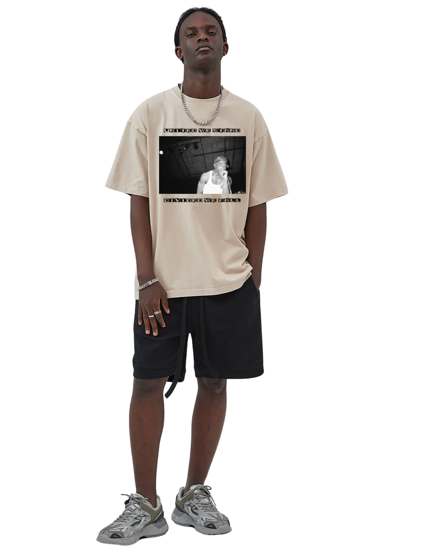 2Pac - United We Stand, Divided We Fall Acid Wash Oversize T-Shirt by Gilded Streets™