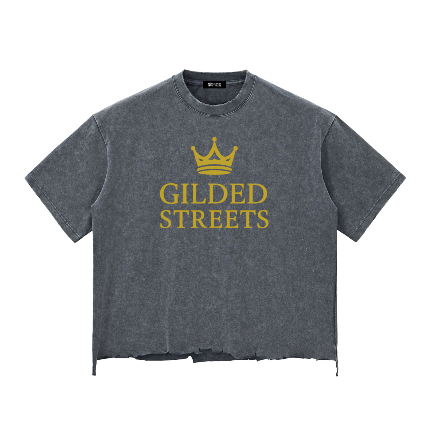 Gilded Streets - Snow Wash Raw-Hem Boxy T-shirt