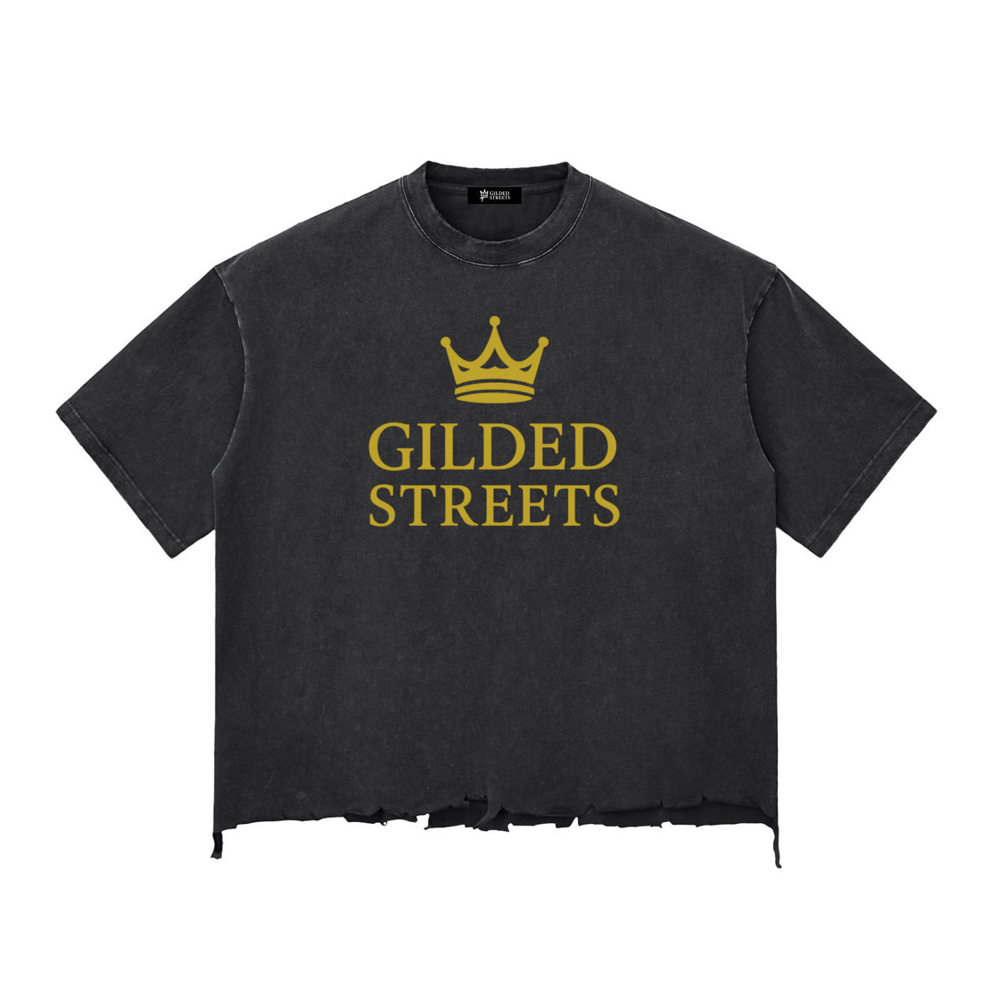 Gilded Streets - Snow Wash Raw-Hem Boxy T-shirt