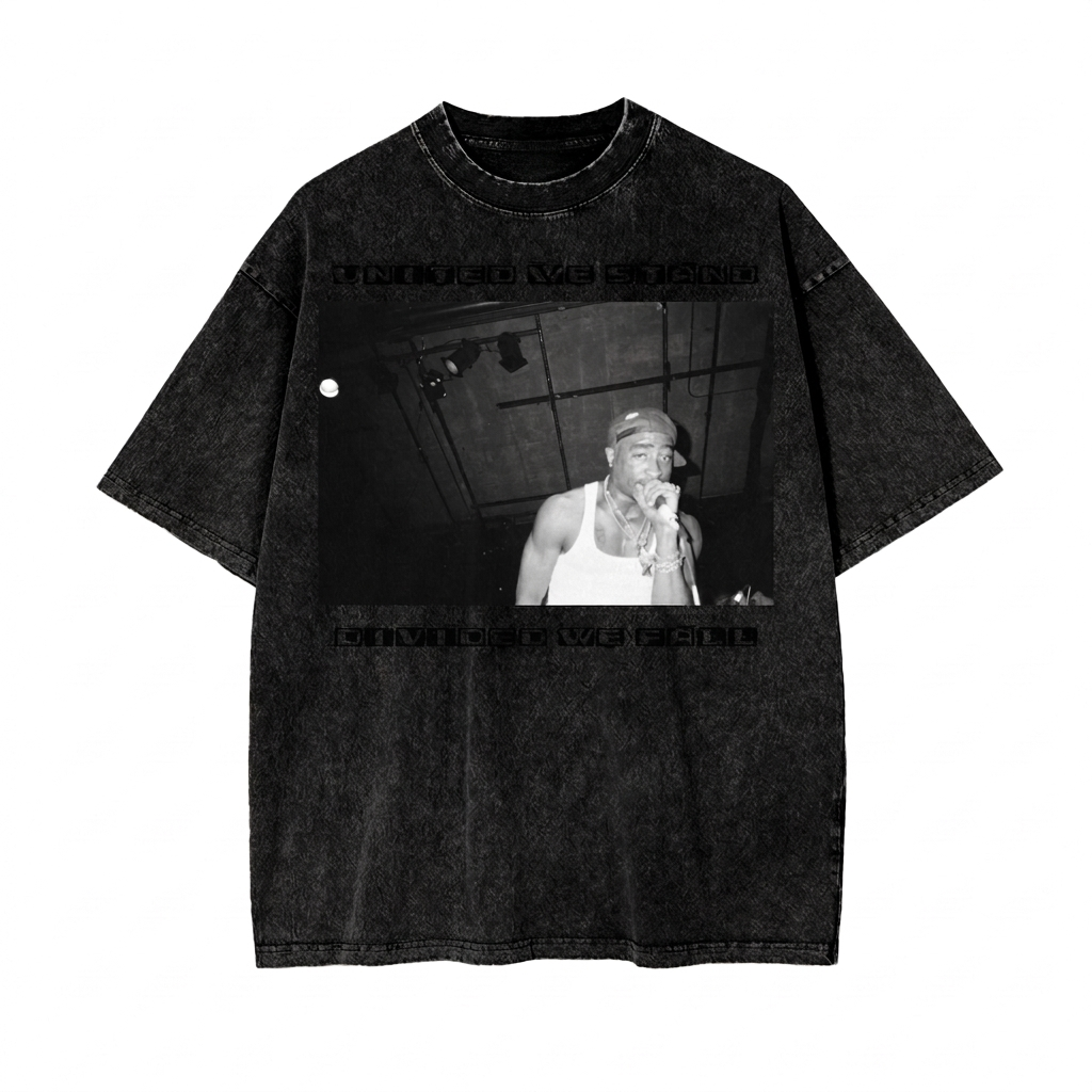 Gilded Streets x 2Pac United We Stand Acid Wash Tee — front